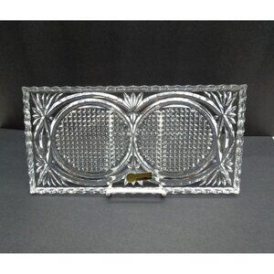 Bohemia Victoria Rectangular Lead Crystal Tray Czech Vintage 12.5"
